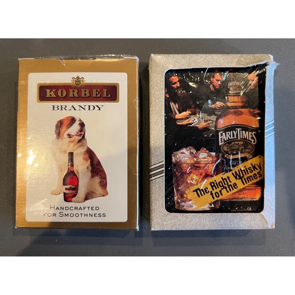 Lot of Korbel Brandy & Early Times Whisky Sealed Playing Cards Advertising‎